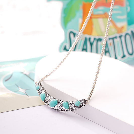 S925 Thick Set Modern Vintage Turquoise Necklace